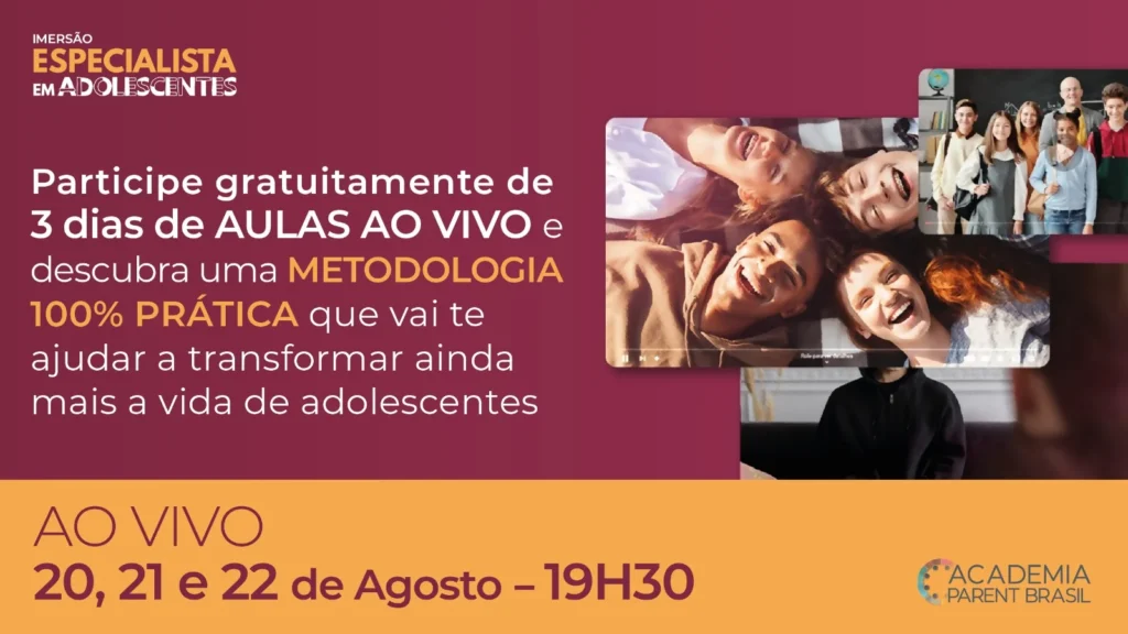 banner sobre aulas ao vivo de coaching parental